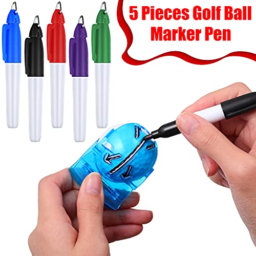 kit de 9 Herramientas de Marcado Dibujo Lineal Pelota Golf Incluye 4 Herramienta de Colocación Alineación de Pelotas Golf Plantilla de Marcador Clip de Marcado de Bolas y 5 Rotuladores Golf