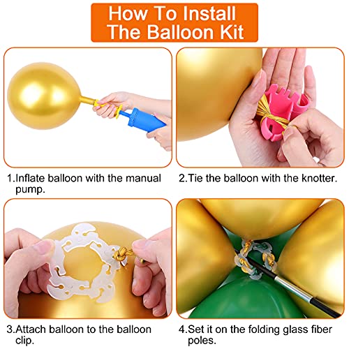 Kit de arco de globo OBOVO, grupo de soporte de arco de globo ajustable de 10 pies, con base y poste de fibra duradero, adecuado para bodas, día de graduación, suministros para fiestas de Navidad