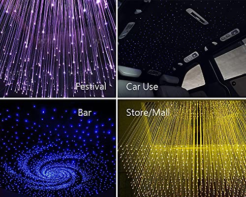 Kit de cable de luz de fibra óptica, de 16 W RGBW para luz de techo, con 150 – 450 unidades de 0,75 mm, 2 m de fibras ópticas y mando a distancia con 28 teclas