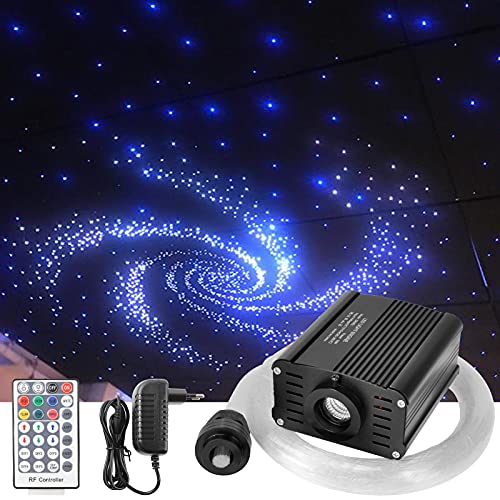 Kit de cable de luz de fibra óptica, de 16 W RGBW para luz de techo, con 150 – 450 unidades de 0,75 mm, 2 m de fibras ópticas y mando a distancia con 28 teclas