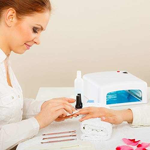 Kit de Empujador de Cutículas Acero Inoxidable Cutícula Empujador Removedor Kit Triángulo Cutícula Pelador Raspador y Doble Extremo Empujador de Cutícula Cortador 3 Piezas (Oro Rosa)
