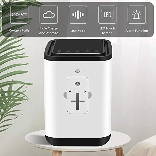 KKTECT Concentrador de oxígeno, máquina de oxígeno portátil de 1-7 l/min 42db Silencioso con un hermoso campo de color IMD Gran caudal para el hogar y los viajes