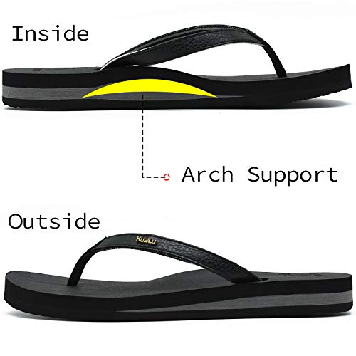 KuaiLu Chanclas Mujer Verano Playa Piscina Comodas Piel Sandalias Planas Caminar Ortopedicas Zapatos Black 43