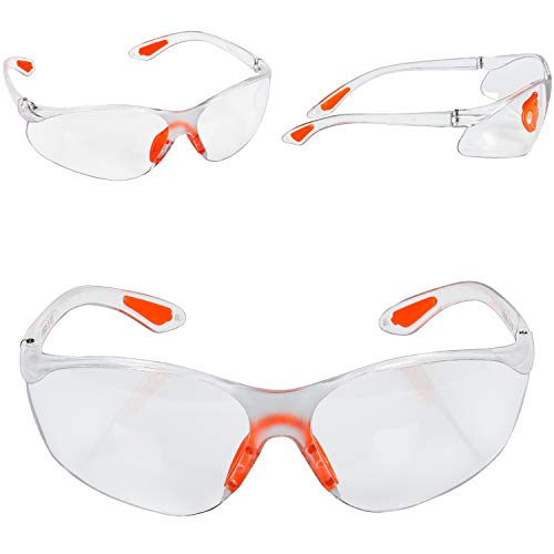 Kurtzy Pack 24 Gafas de Seguridad con Lentes Transparentes Plaquetas Nasales y Patillas de Goma para un Ajuste Cómodo – Equipo Protector Personal Lentes Resistente a Arañazos – Gafas PPE