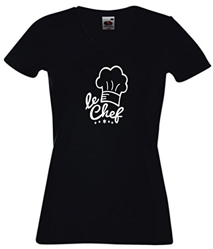 La camiseta de las mujeres y las niñas - V-cuello - JDM / Die Cut - T-Shirt - negro - Le chep- S