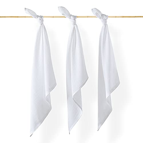 Laleni Juego de 10 Paños de Muselina - Gasas para bebés, Pañales de Muselina, Paños para eructos bebé, certificada Oeko-Tex, 100% algodón, 70x70cm, Blanco