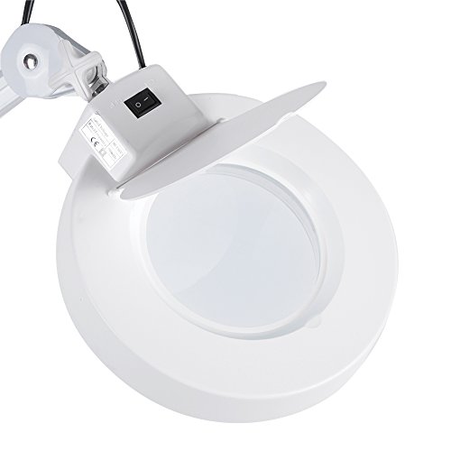 Lámpara de Lupa de Pie, Lámpara LED de Aumento 5X con Ruedas y Brazo Ajustable para Salón de Belleza, Tatuaje y Maquillaje