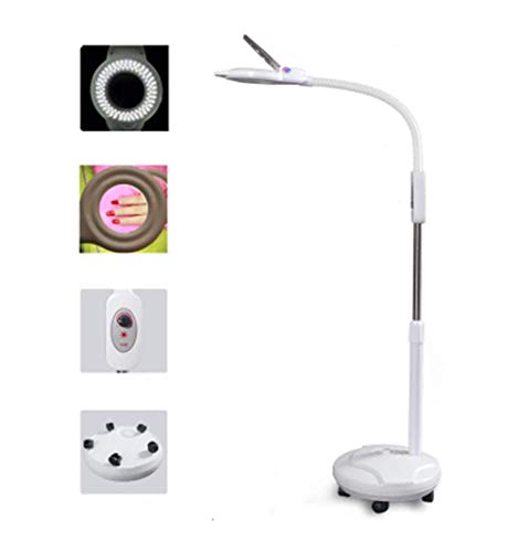 Lámpara de salón de belleza 18X para tatuaje Luz fría LED Lupa Cejas Pestañas Cirugía de acné de uñas Lámpara de pie sin sombras Luz ajustable plegable que se puede levantar con polea(55W)