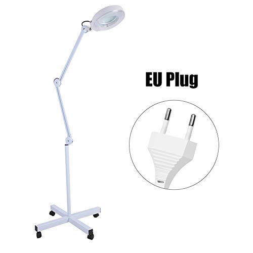Lampara Led Pie Estetica Lampara Estetica Con Lupa Lupa Estetica Profesional Lámpara De Trabajo 5 X Aumento Lámpara De Pie Flexible Brazo De Altura Ajustable Con Soporte Con Ruedas Color Blanco