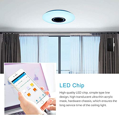Lamparas de Techo LED con Altavoz Bluetooth, 60W Lamparas de Techo Dormitorio Con Mando Distancia, Plafones para Techo para Dormitorios Cocinas Pasillos y Salas de Estar