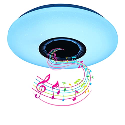 Lamparas de Techo LED con Altavoz Bluetooth, 60W Lamparas de Techo Dormitorio Con Mando Distancia, Plafones para Techo para Dormitorios Cocinas Pasillos y Salas de Estar