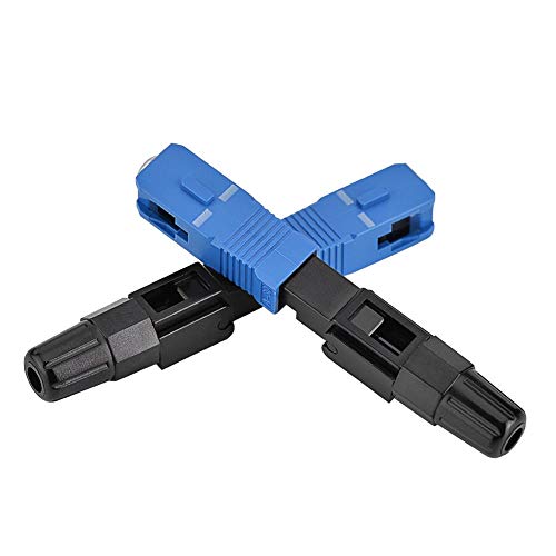 Lazmin Conector de Fibra óptica SC/UPC, FTTH ODF CATV Adaptador rápido de Modo único Kit de Conector rápido de Fibra óptica (10 Piezas Azul Negro)