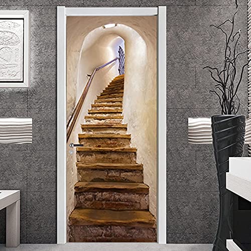 LBMT Simulación 3D Puerta Arco Escaleras Puerta Corredor Puerta Hogar Dormitorio Puerta Renovación Personal Decorativo Adhesivo de Pared XL (47.5X215Cmx2Pcs)
