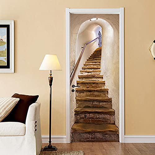 LBMT Simulación 3D Puerta Arco Escaleras Puerta Corredor Puerta Hogar Dormitorio Puerta Renovación Personal Decorativo Adhesivo de Pared XL (47.5X215Cmx2Pcs)