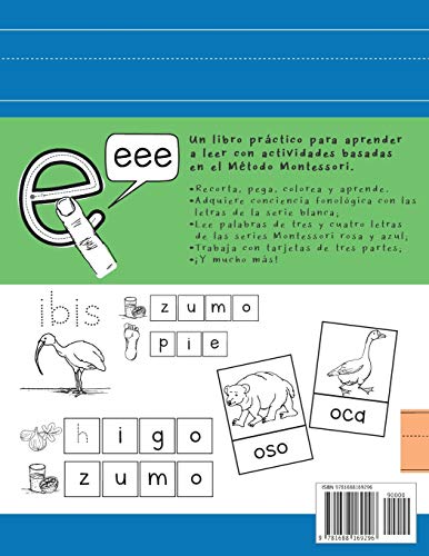 Leer con el Método Montessori: Cuaderno de actividades con letras, tarjetas y recortables (Libros de Actividades Montessori en Casa y en Clase)
