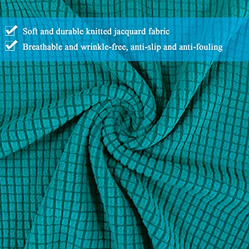 Leeyunbee 6 Piezas Fundas de Sillas de Comedor, Elásticas y Modernas Funda Asiento Silla, Desmontables Lavables Cubiertas para Sillas para Comedor Banquete de Boda Decoración (Jacquard Verde Oscuro)