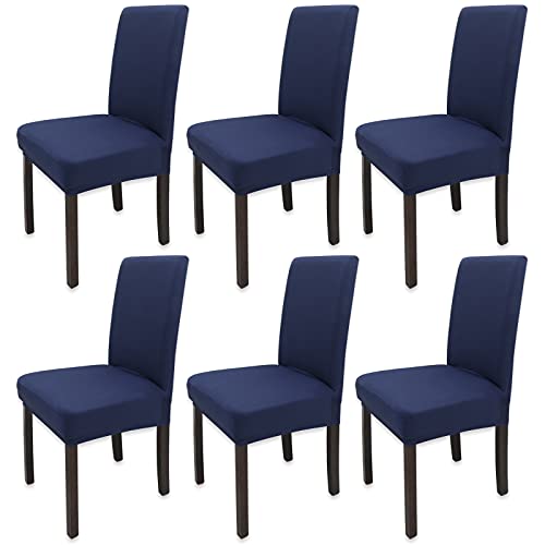 Leeyunbee 6 Piezas Fundas de Sillas de Comedor, Elásticas y Modernas Funda Asiento Silla, Desmontables Lavables Cubiertas para Sillas para Comedor Hotel Banquete de Boda Decoración (Azul Marino)