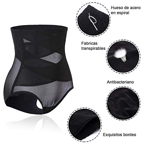 Lenceria Moldeadora Mujer Fajas Reductoras adelgazantes Mujer Body Shaper Shorts Braga Faja Postparto Shapewear Braguitas Moldeadoras para Mujer Body Moldeador Faja Pantalon (Negro, Large)