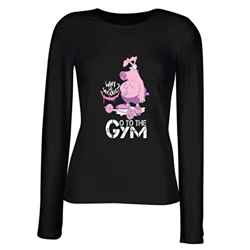 lepni.me Camisetas de Manga Larga para Mujer IR al Gimnasio Funny Workout Fitness Entrenamiento con Pesas Eslogan (Small Negro Multicolor)