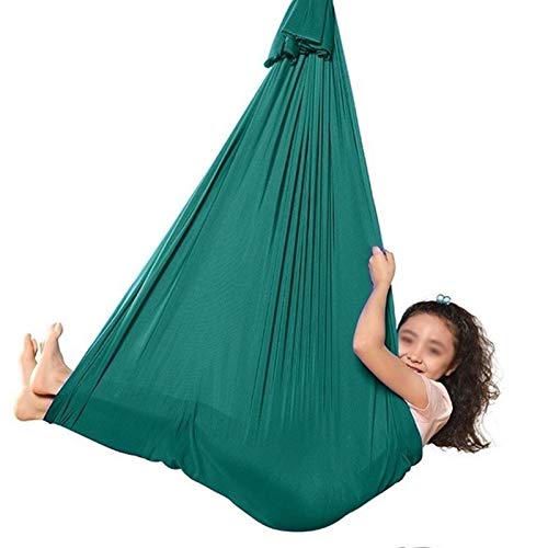 LICHUXIN Columpio Colgante de para Interior Y Exterior de Terapia Tela Colgante Infantil de Jardin Exterior Interior para Niños con Necesidades Especiales Dark Green (Size : 100x280cm/39x110in)