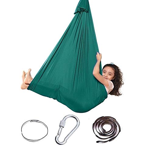 LICHUXIN Columpio Colgante de para Interior Y Exterior de Terapia Tela Colgante Infantil de Jardin Exterior Interior para Niños con Necesidades Especiales Dark Green (Size : 100x280cm/39x110in)