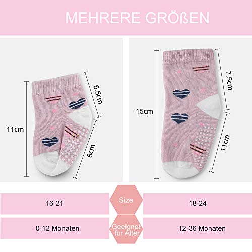 Licitn 12 Pares de Calcetines Antideslizantes para Niñas - Calcetines de Bebés con Diseño de Patrón Animal tridimensional para Niñas (12-36 meses)