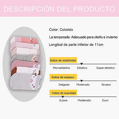 Licitn 12 Pares de Calcetines Antideslizantes para Niñas - Calcetines de Bebés con Diseño de Patrón Animal tridimensional para Niñas (12-36 meses)