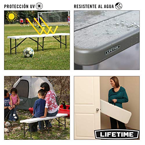 LIFETIME 80305 - Banco plegable ultrarresistente 454 kg LIFETIME 183x29x42 cm uv100