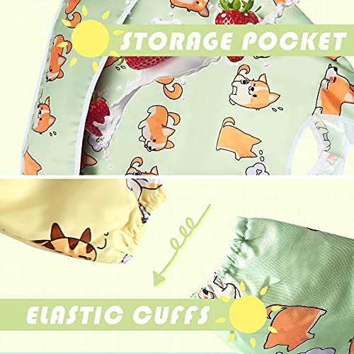 Little Dimsum® 2 Piezas Baberos Bebe Impermeables , Babero Con Mangas De Pul Laminado Suave, Transpirable y Resistente Unisexo Niños Niñas 6 Meses a 3 Años Edad