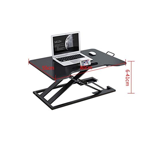 LIUSHENGFUBH Silla Ducha Mayores Negro Escritorio Derecho, Ajustable en Altura X-bipedestador Escritorio con Ranura de teléfono, con el apoyabrazos, 80 * 55 * 6-41cm