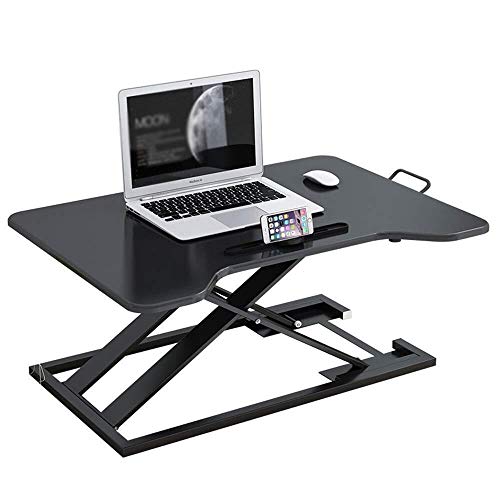 LIUSHENGFUBH Silla Ducha Mayores Negro Escritorio Derecho, Ajustable en Altura X-bipedestador Escritorio con Ranura de teléfono, con el apoyabrazos, 80 * 55 * 6-41cm