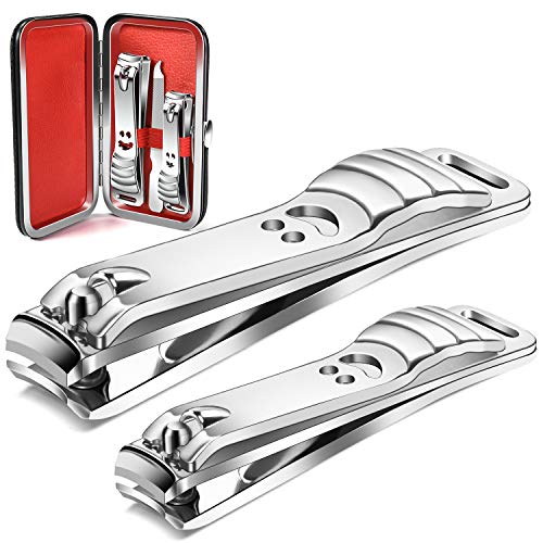 longzon Cortauñas Profesional con Lima y Caja, 2 Acero Inoxidable Alicates Cortadoras de Uñas y 1 Lima de Uñas para Manos y Pies, Cortauñas Set - Alicates Uñas- Cortaúñas para Hombre y Mujer