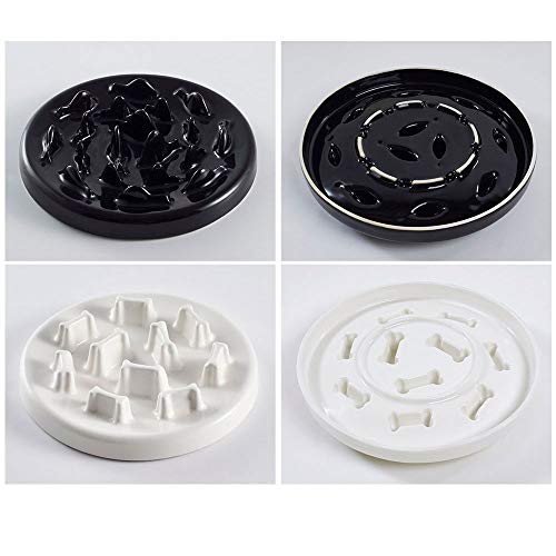 LQHK Comedero Perro Gato, Comedero Lento en Ceramica, Comedero Antideslizante para Perros y Gatos Diseño de Espiral Prevenir el Atragantamiento Indigestión Vómitos,BlackA1