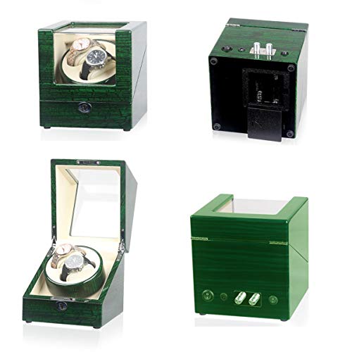 LSRRYD Cajas Giratorias para Relojes Watch Winder Motor Silencioso 5 Tipos Modos Funcionamiento Doble Usos Batería Adaptador (Color : Black-A, Size : 2+0)