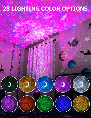 Lupantte Proyector Estrellas,Proyector Luz Estelar Rotación de 360°,30 Modos de Color Proyector Galaxia con 3D-Altavoz y Temporizador,Galaxy Projector para Decoración/Regalo/Luz Nocturna,Adulto /Niño
