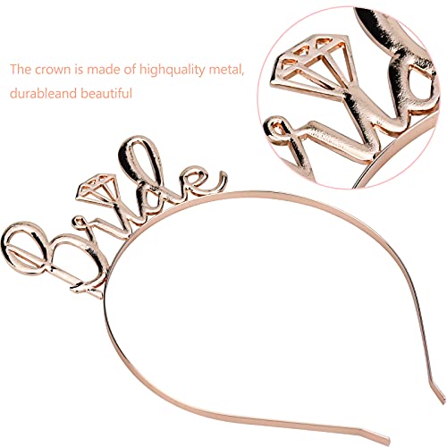 Luyoah 2 piezas de novia para ser faja y tiara despedida de soltera, juego de accesorios 1 banda de novia y 1 tiara de novia corona diadema para decoración de despedida de soltera