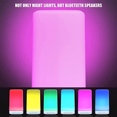 Luz nocturna, lámpara de mesita de noche con altavoz Bluetooth, luz portátil inteligente, 7 colores cambiantes regulables, decoración multicolor