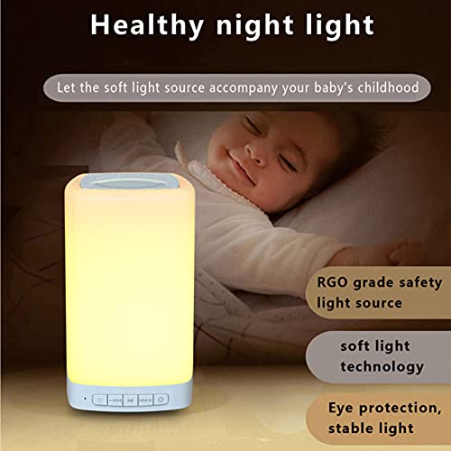 Luz nocturna, lámpara de mesita de noche con altavoz Bluetooth, luz portátil inteligente, 7 colores cambiantes regulables, decoración multicolor