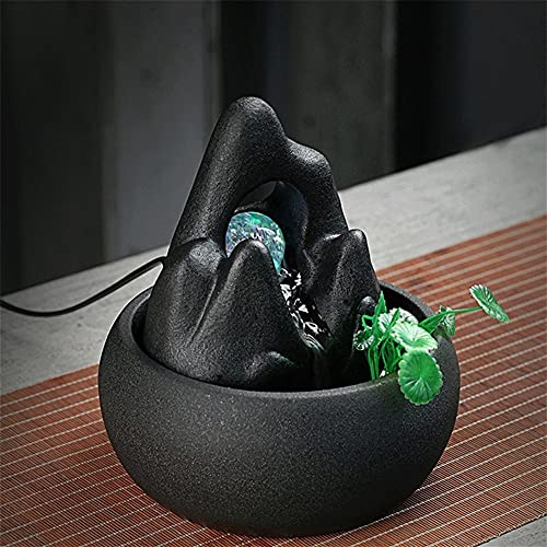 LZL Fuentes de Interior Cerámica Fuente de la Mesa para Feng Shui Fountain-Decoración para la Oficina Sala de Estar Dormitorio Fluyendo Agua Zen Fuente Interior Fuentes de Interior