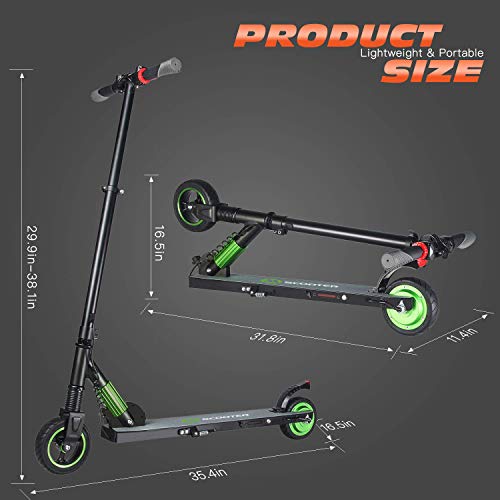 M MEGAWHEELS Patinete electrico niños y Adolescentes, Ajustable la Altura, 5000 mAh, 23km/h. (Green)