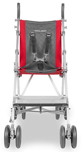 Maclaren Major Elite silla de transporte para niños con necesidades especiales desde 6 meses hasta 50 kg, Incluye arnés de 5 puntos y reposapiés extraíble, Chasis de aluminio, Rojo/gris oscuro