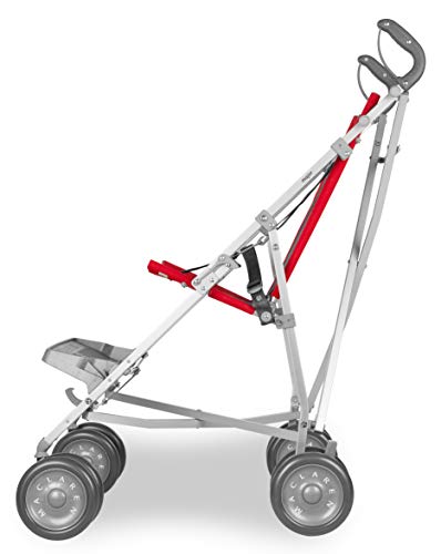 Maclaren Major Elite silla de transporte para niños con necesidades especiales desde 6 meses hasta 50 kg, Incluye arnés de 5 puntos y reposapiés extraíble, Chasis de aluminio, Rojo/gris oscuro
