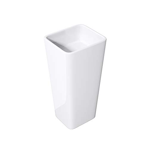 Mai & Mai Lavabo de Pie 40x35x82cm Lavabo Pedestal de Resina Sintética Blanca Rectangular con Orificio para Grifo Lavabo con Rebosadero Col31