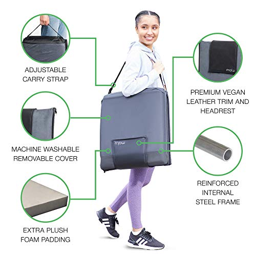 malu Lujosa Silla de Suelo Acolchada con Respaldo Ajustable - Silla Plegable con Funda Gris Extraíble y Lavable – Sillón Relax Portátil - Asiento de Nailon de Fácil Lavado – Sillón Plegable Reclinable