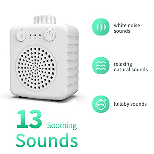 Máquina ruido blanco bebés, White Noise Machine para dormir bebés adultos, Fansben Super Mini Maquina de ruido blanco con 13 sonidos relajantes, volumen ajustable para viajes en casa y oficina