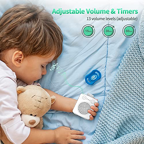 Máquina ruido blanco bebés, White Noise Machine para dormir bebés adultos, Fansben Super Mini Maquina de ruido blanco con 13 sonidos relajantes, volumen ajustable para viajes en casa y oficina