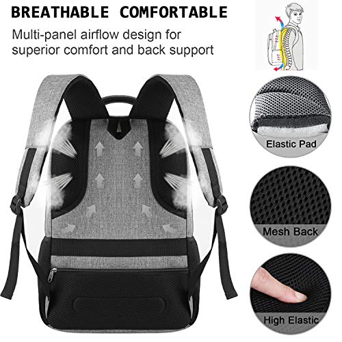 marcello Mochilas Escolares Bolso de Escuela Adolescente Mochila Hombre Mochila Mujer,Mochila antirrobo Impermeable,Mochila para portátil Multiusos Daypacks con Puerto de Carga USB (15,6" Gris)