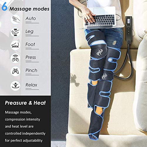Masajeador de Pies y piernas, Pantorrillas y Muslos Aire Compresión Massager con Control Manual 6 Modos 3 Intensidades, Masajeador con Control Remoto, Ayuda a Aliviar la Hinchazón y Los Dolores Edema