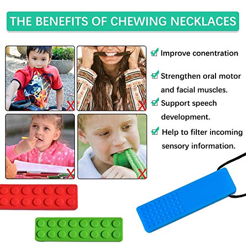 Masticar Collar, 4 PCS Masticar Collar Sensorial, Colgante Masticable, Collar Mordedor Silicona Para niños Con TDAH, Dentición, Autismo, Necesidades Mordiendo, Material Silicona De Grado Alimenticio
