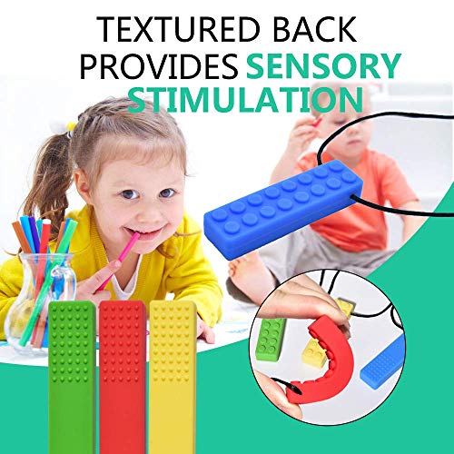 Masticar Collar, 4 PCS Masticar Collar Sensorial, Colgante Masticable, Collar Mordedor Silicona Para niños Con TDAH, Dentición, Autismo, Necesidades Mordiendo, Material Silicona De Grado Alimenticio